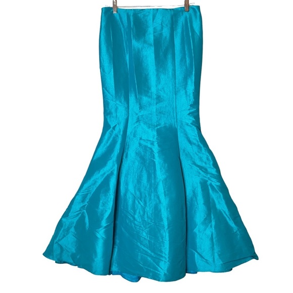 NEW Floor Length Mermaid Maxi Skirt Metallic Turquoise - Picture 1 of 8